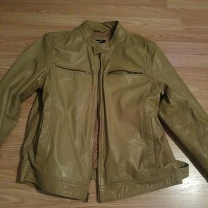 Men's leather motorcycle jacket